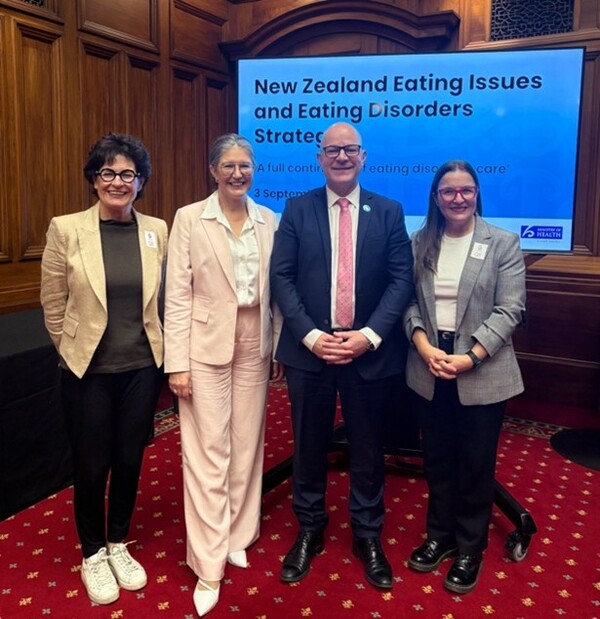 (from left) Former EDANZ Chair, Nicki Wilson; Current EDANZ Chair, Megan Tombs; Honorable Minister Matt Doocey; EDANZ Board Member, Andrea Bonetto